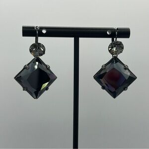 Black Glass Faceted Earrings